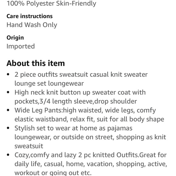 2 piece Cream High Neck  knit Sweater Lounge Set - Picture 8 of 11